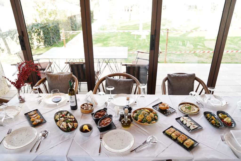 DUKA Winery Restaurant table setting. Fine dining in Albania